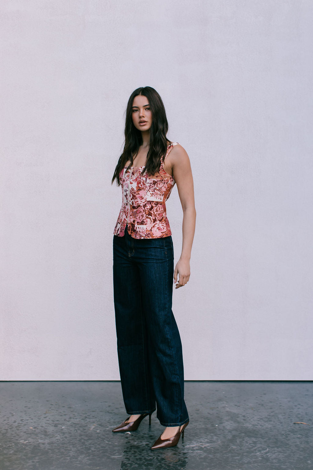 Finora Zip Top - Fleur Print