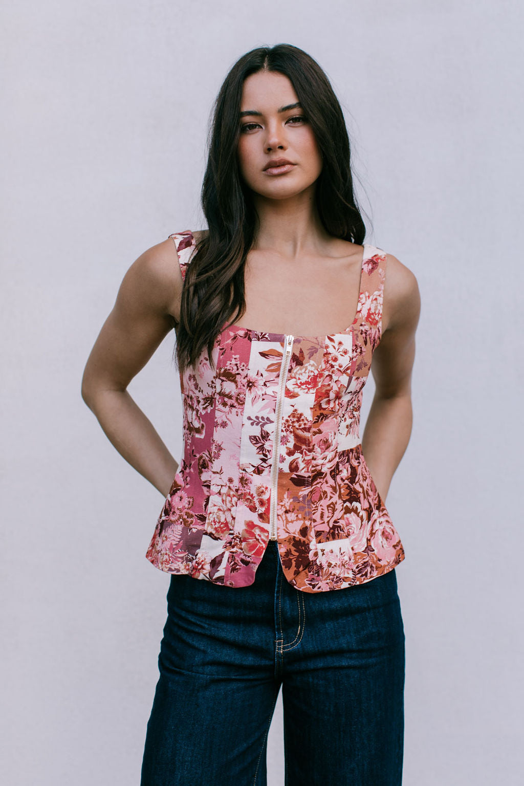 Finora Zip Top - Fleur Print