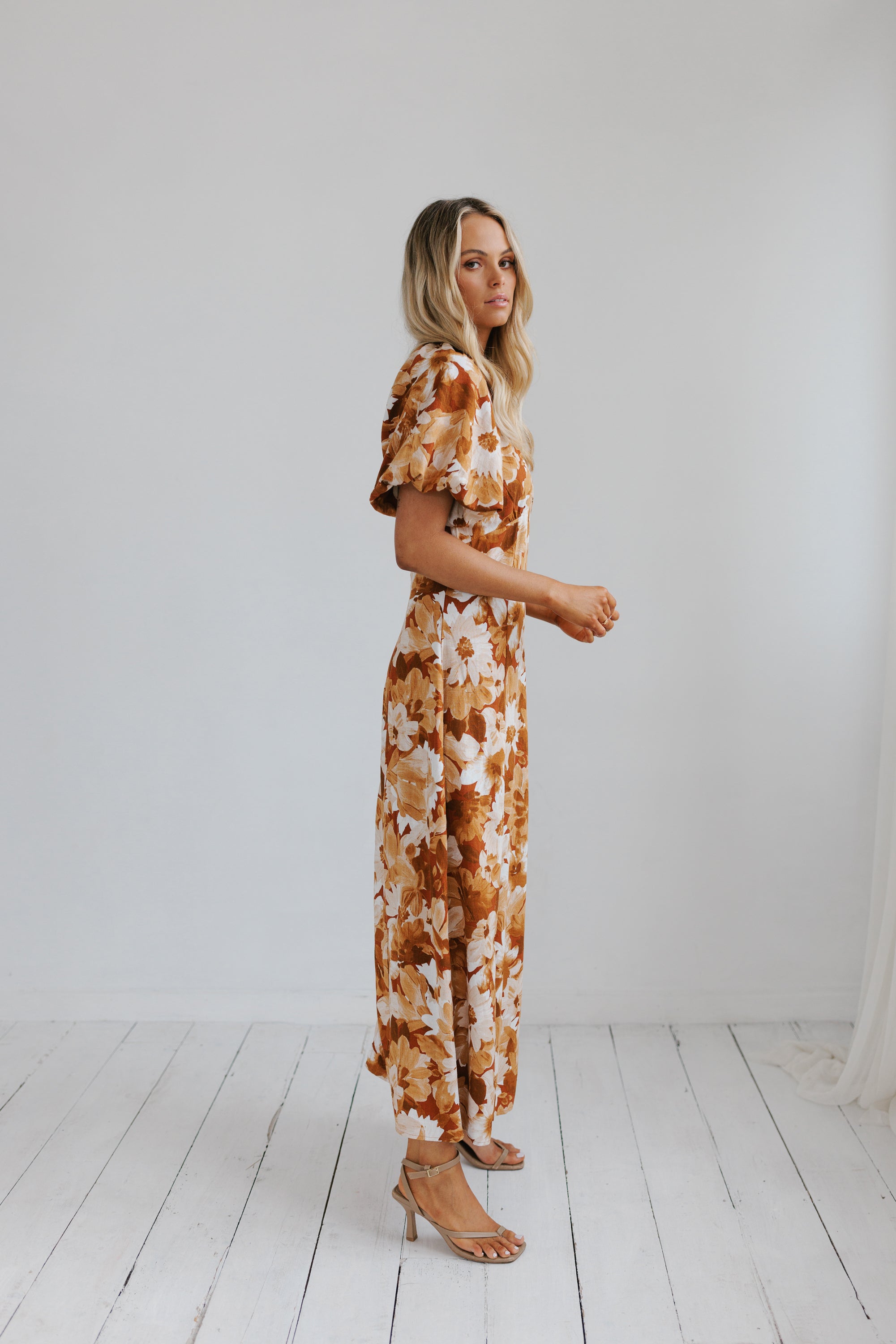Layne Maxi Dress Rust Floral