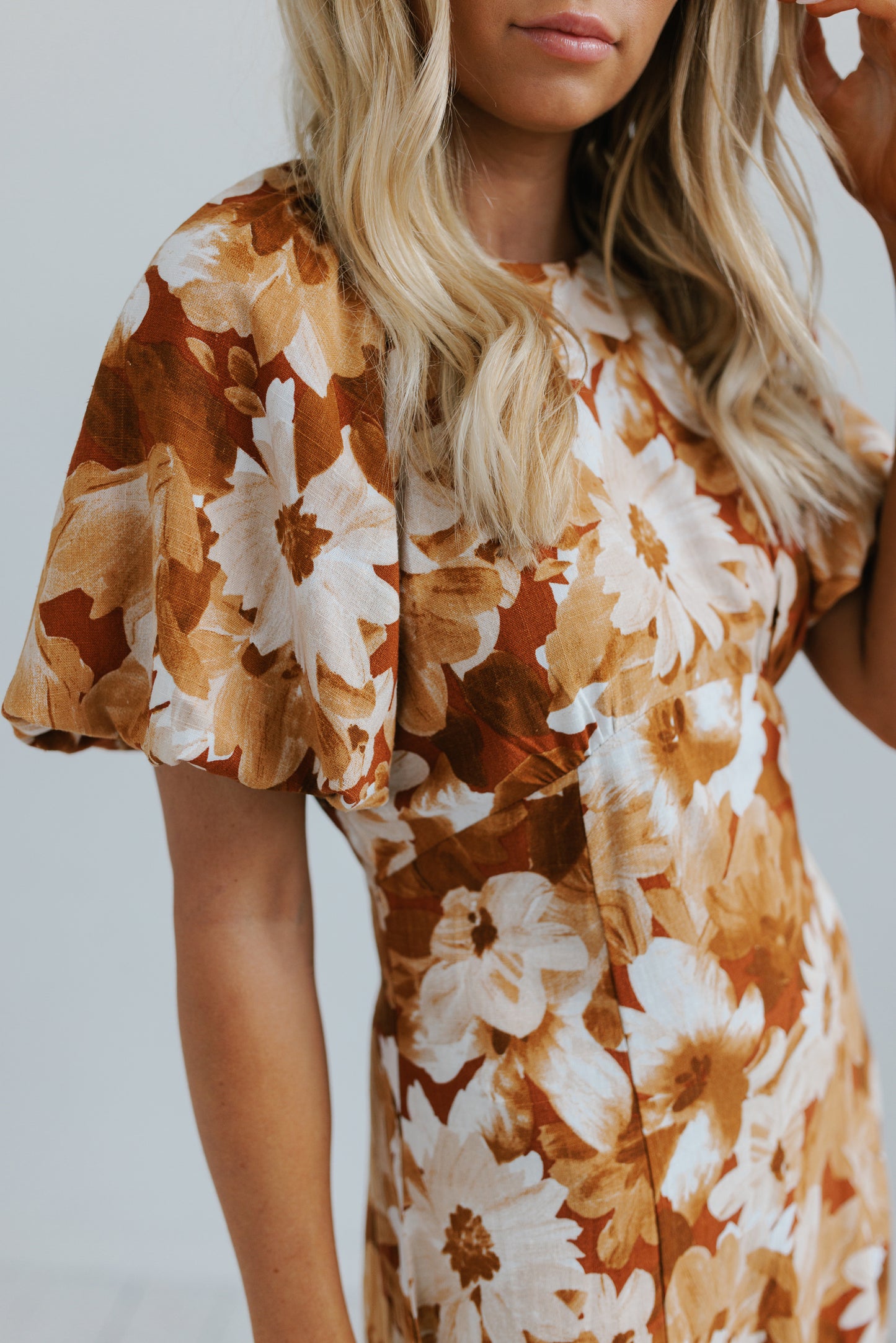 Layne Midi Dress - Rust Floral Print