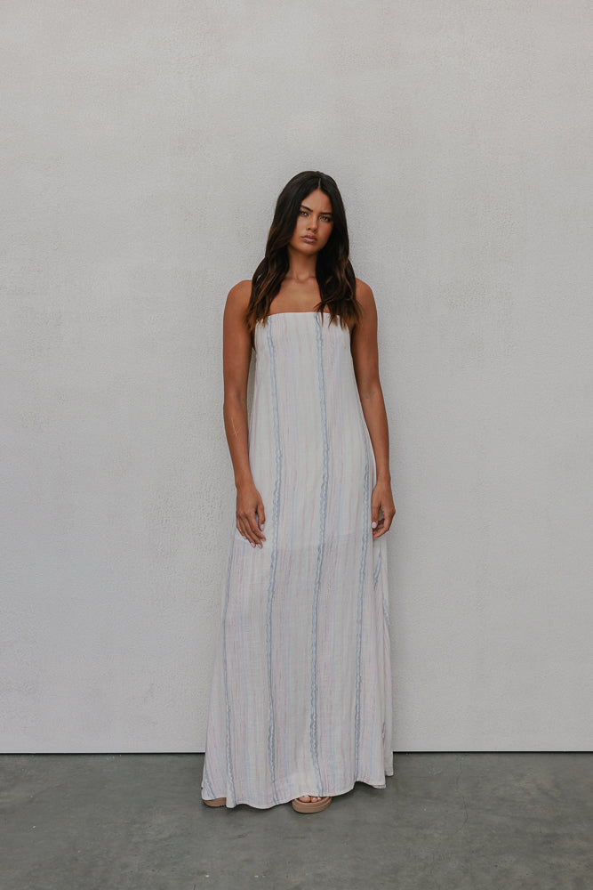 Bevissima Maxi Dress - Pastel Watercolour Stripe