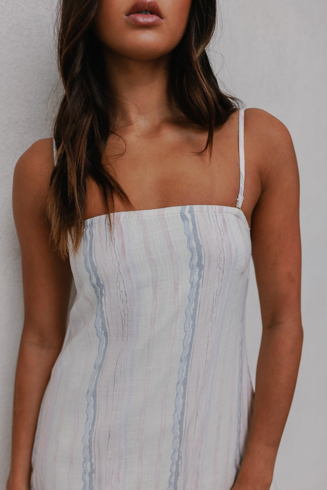 Bevissima Maxi Dress - Pastel Watercolour Stripe