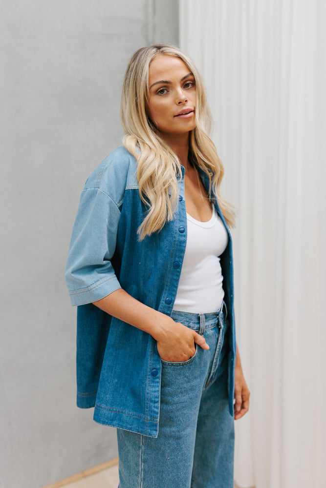 Lillya Shirt - Denim Contrast