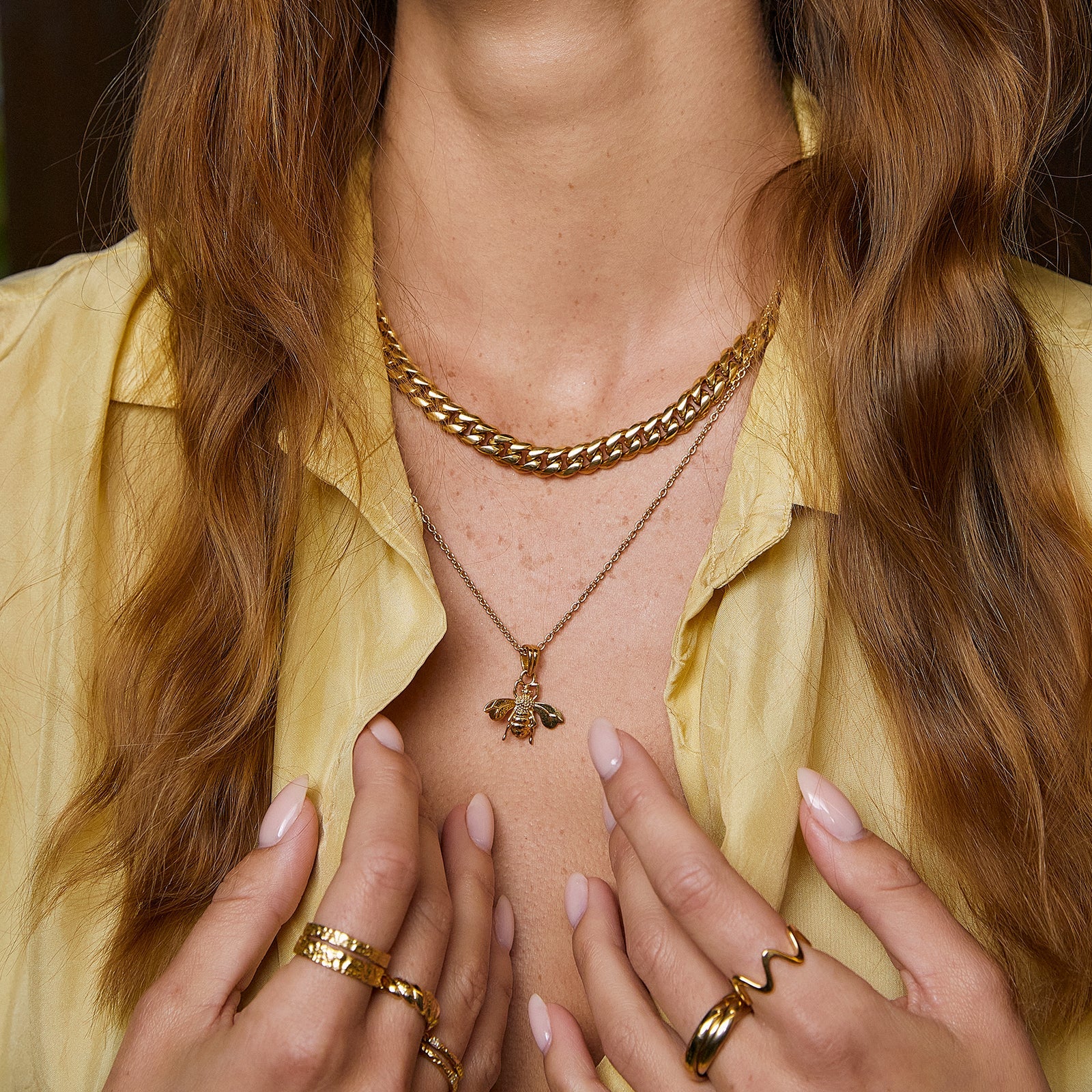 Honey Bee Necklace Gold