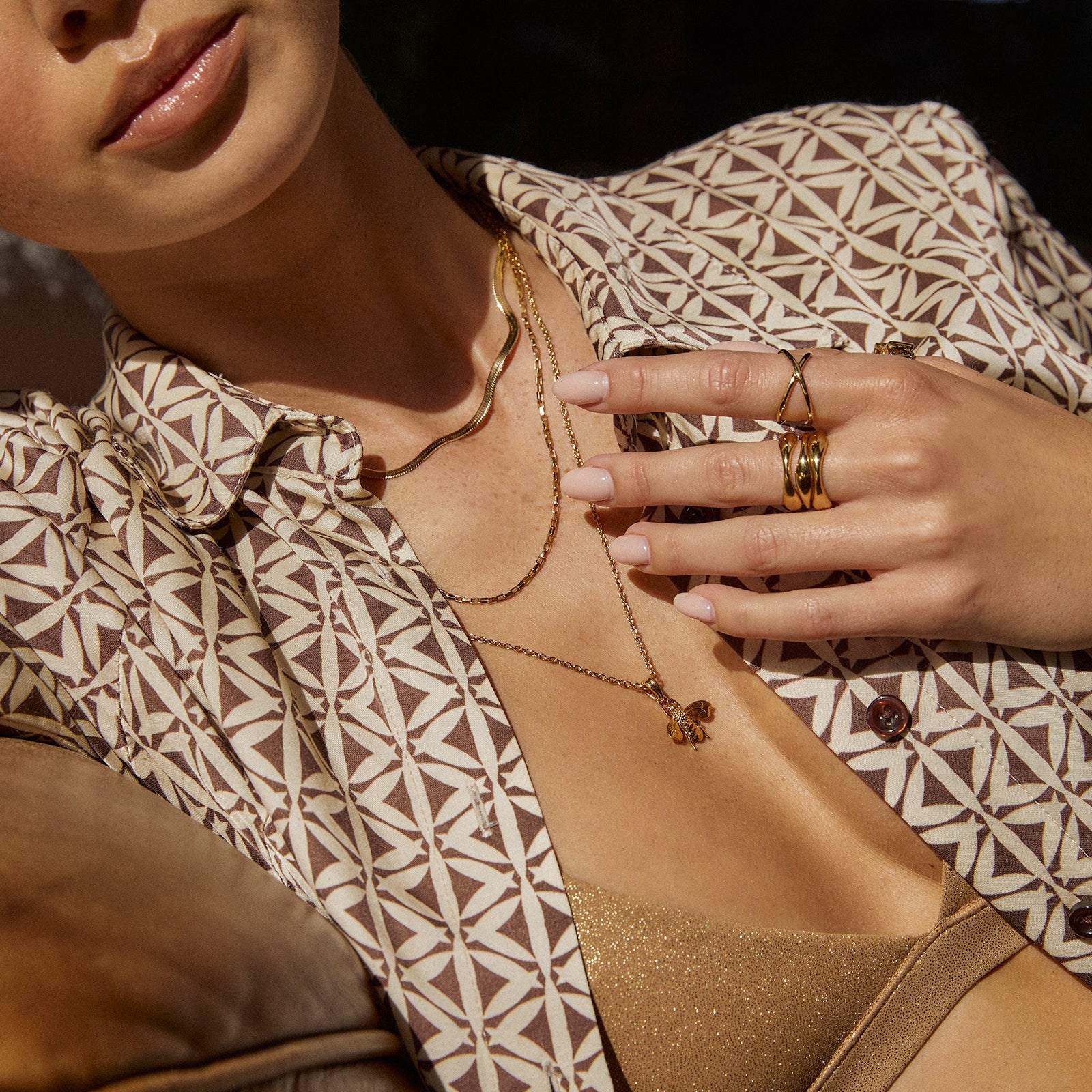 Honey Bee Necklace Gold