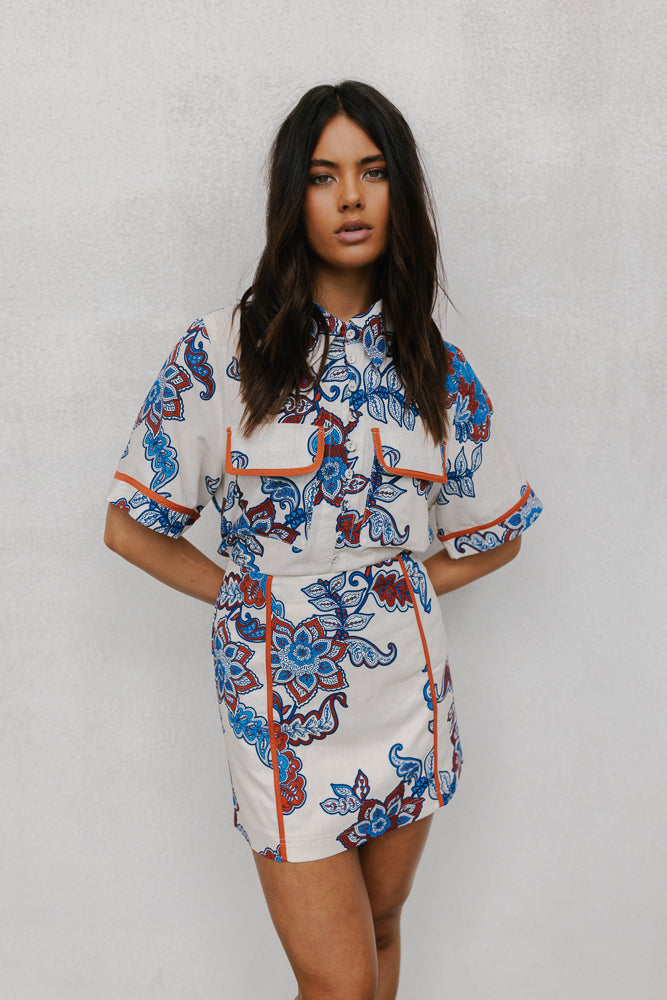 Aprire Mini Skirt Paisley Print