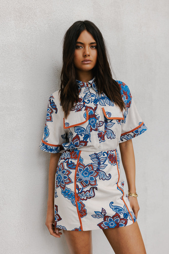Aprire Mini Skirt Paisley Print