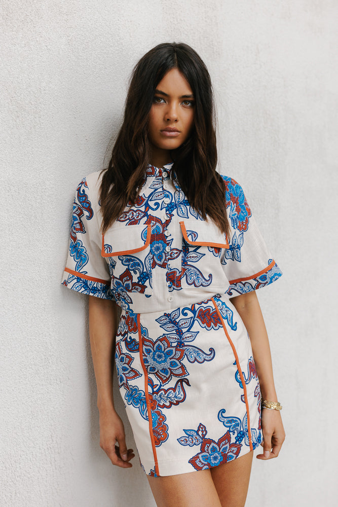 Aprire Mini Skirt Paisley Print