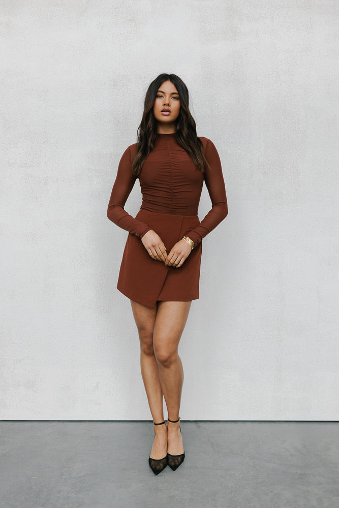 Finn Long-sleeve Top - Chocolate Brown Mesh