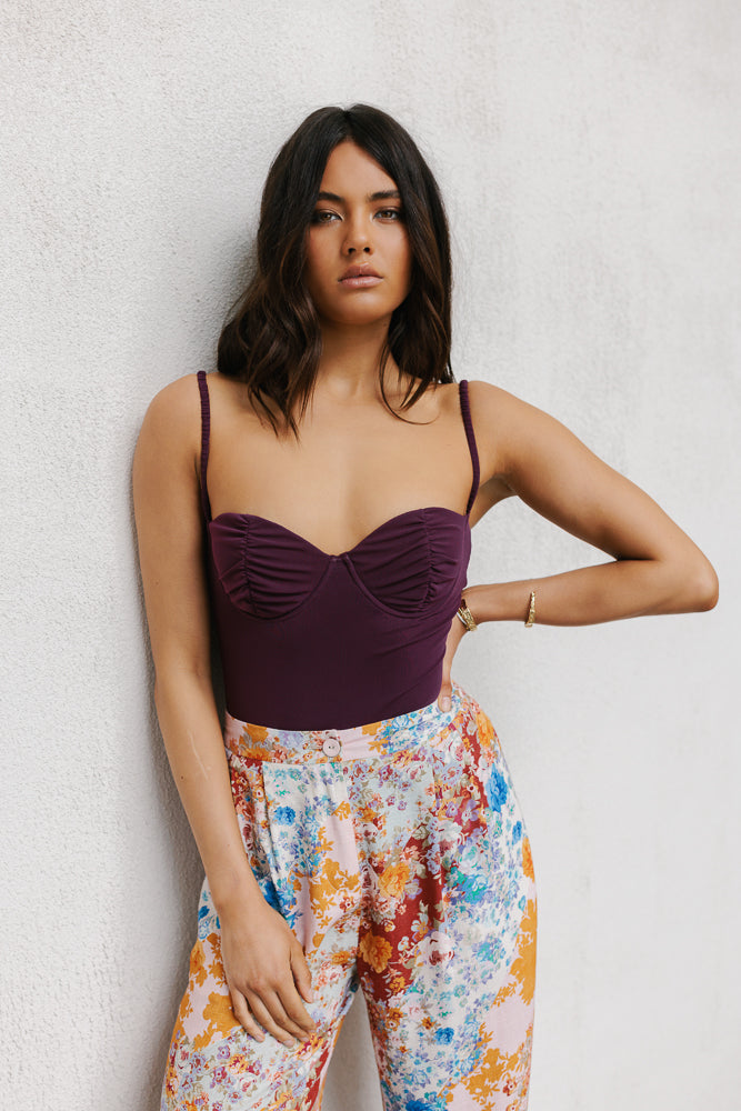 Pip Bodysuit - Plum Mesh