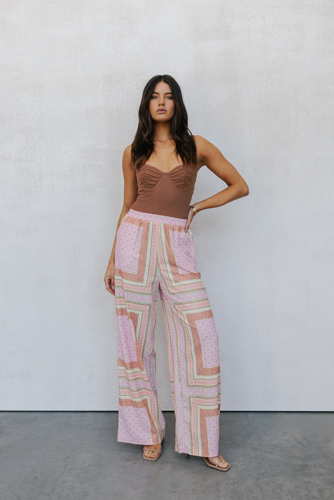 Quest Pants - Pink Tile Print