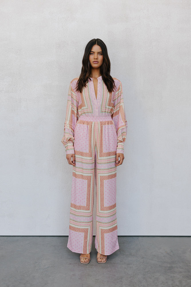 Quest Pants - Pink Tile Print