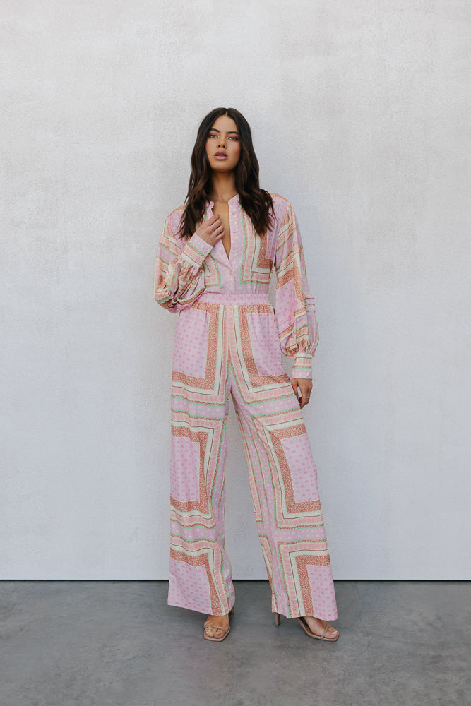 Quest Pants - Pink Tile Print