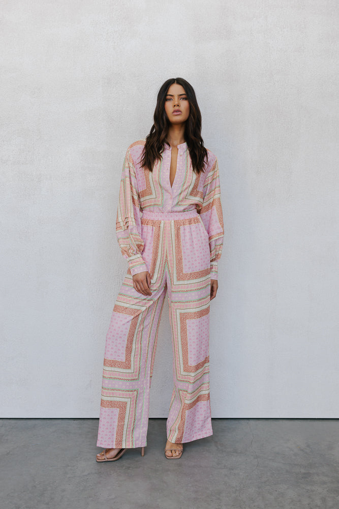 Quest Pants - Pink Tile Print