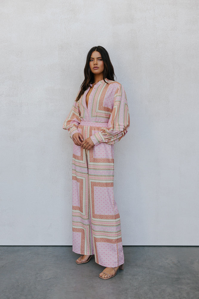 Quest Pants - Pink Tile Print