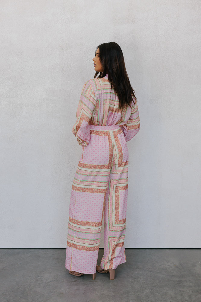 Quest Pants - Pink Tile Print