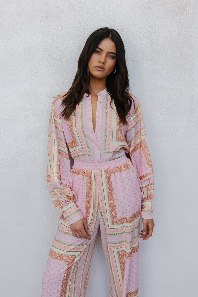 Quest Pants - Pink Tile Print