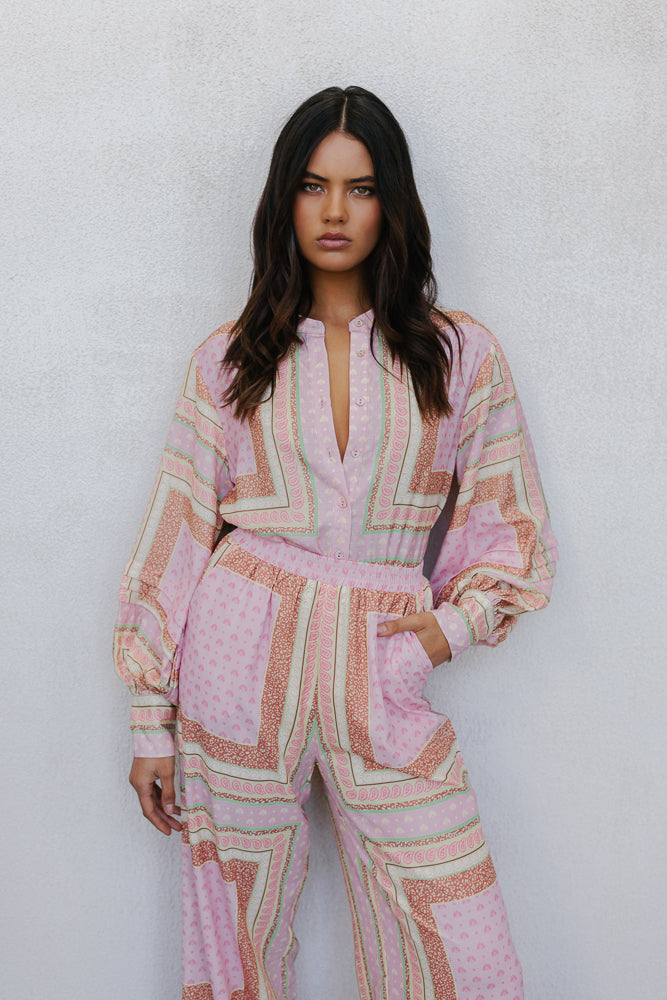 Quest Pants - Pink Tile Print