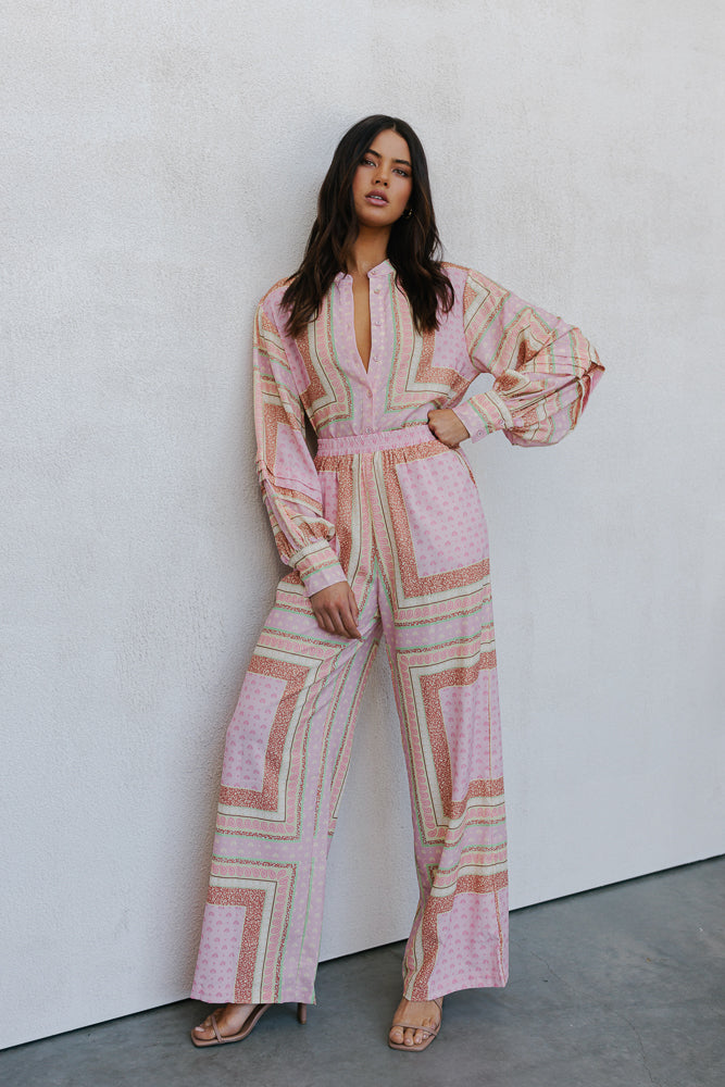 Quest Pants - Pink Tile Print