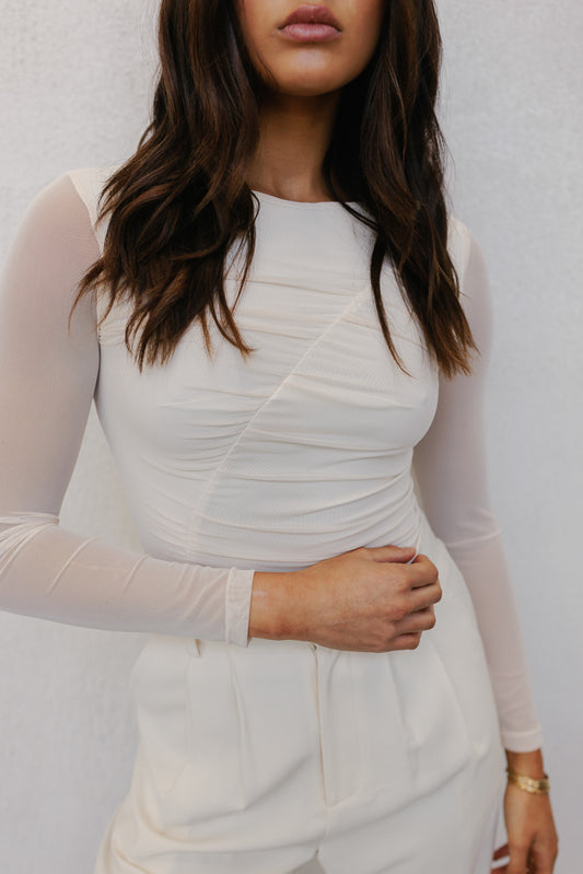 Stacey Long-sleeve Top - Bone Mesh