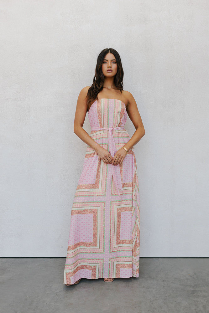 Phoenix Maxi Dress Pink Tile