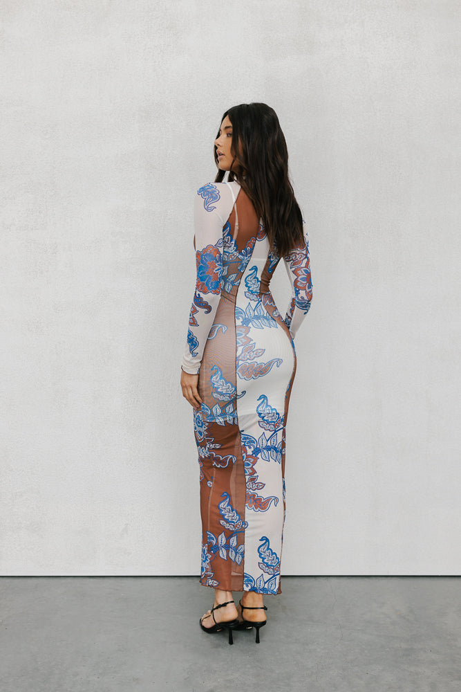 Rochelle Dress - Cream/Blue Paisley