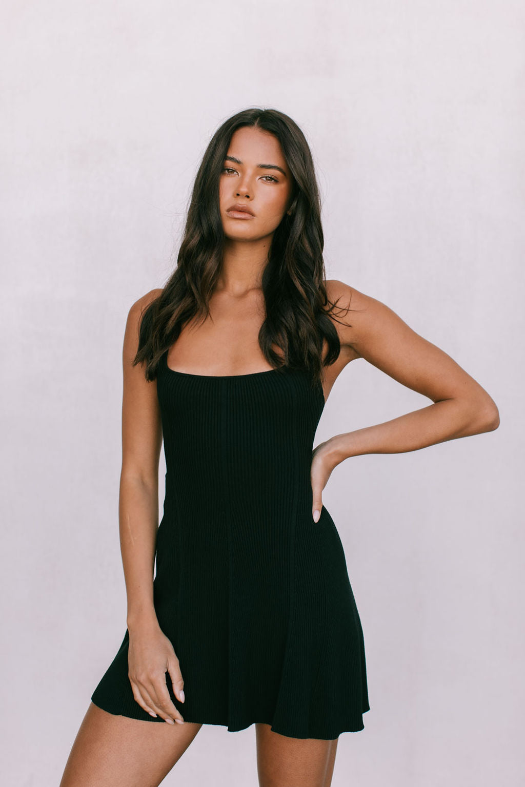 Gracie Halter Knit Dress - Black