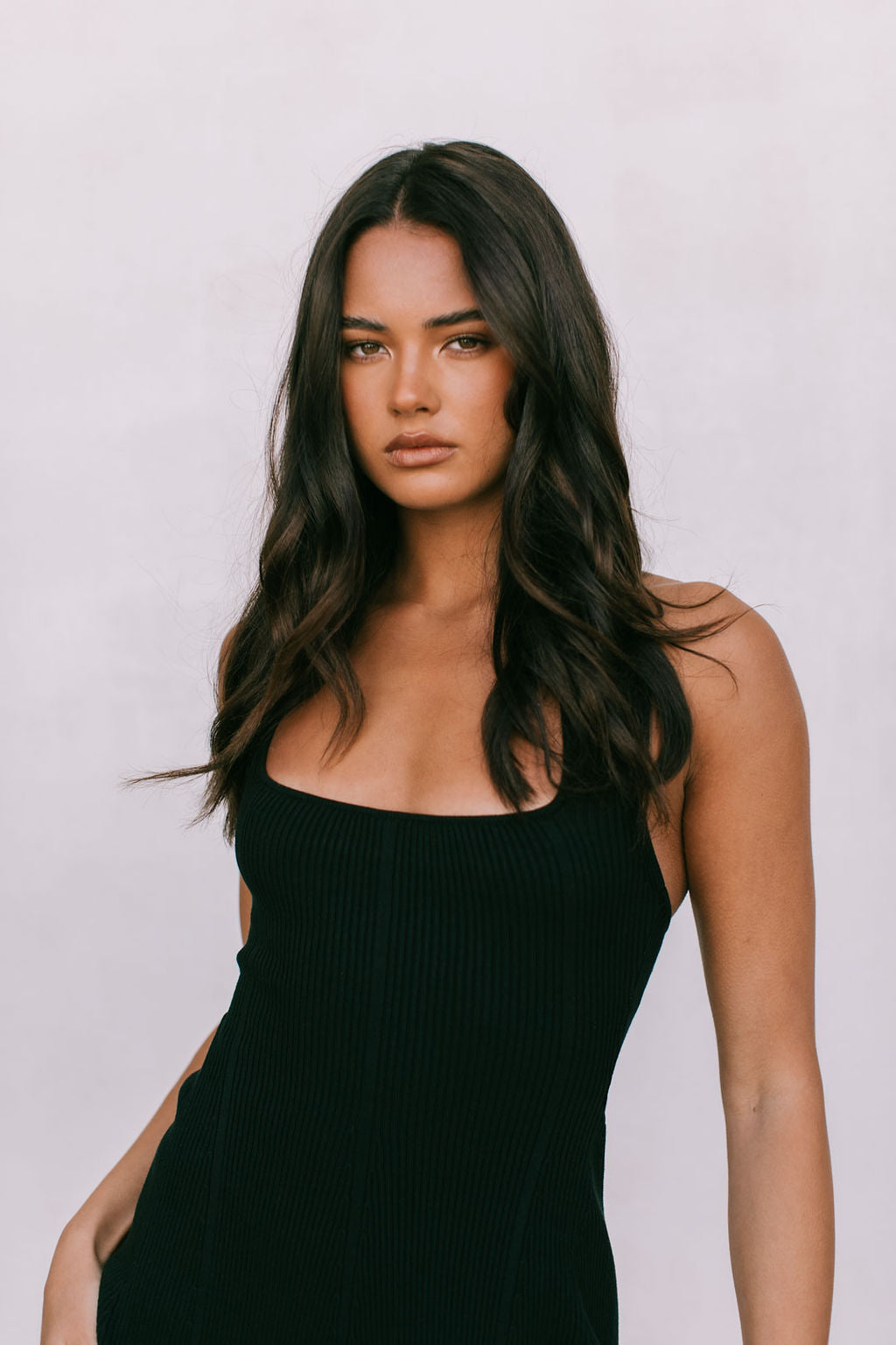 Gracie Halter Knit Dress - Black