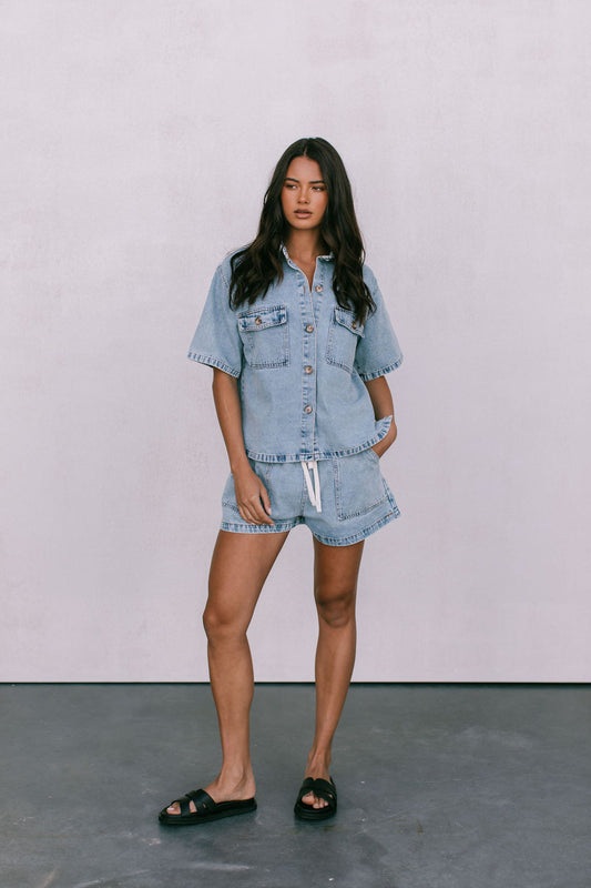 Brittanie Set - Light Wash Denim