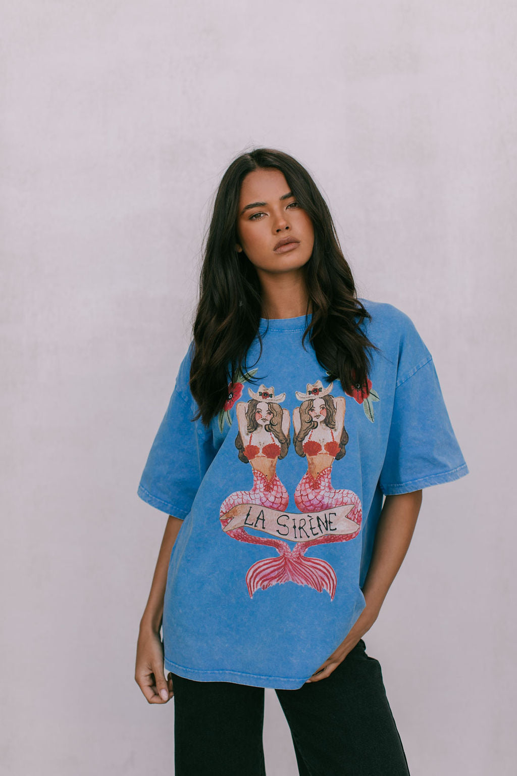 La Sirene Tee - Blue Acid Wash