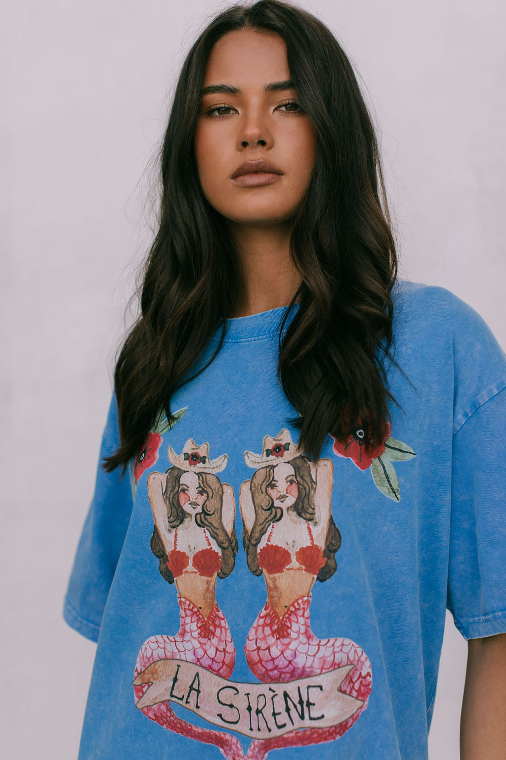 La Sirene Tee - Blue Acid Wash