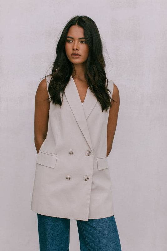 Olas Blazer Vest - Stone