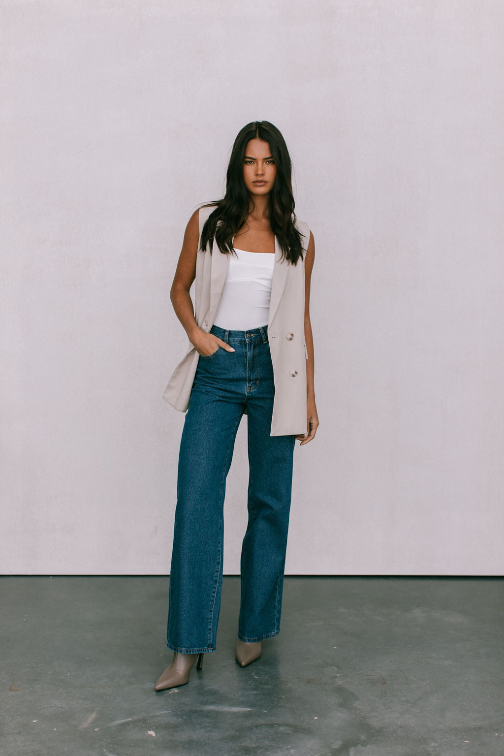 Olas Blazer Vest - Stone
