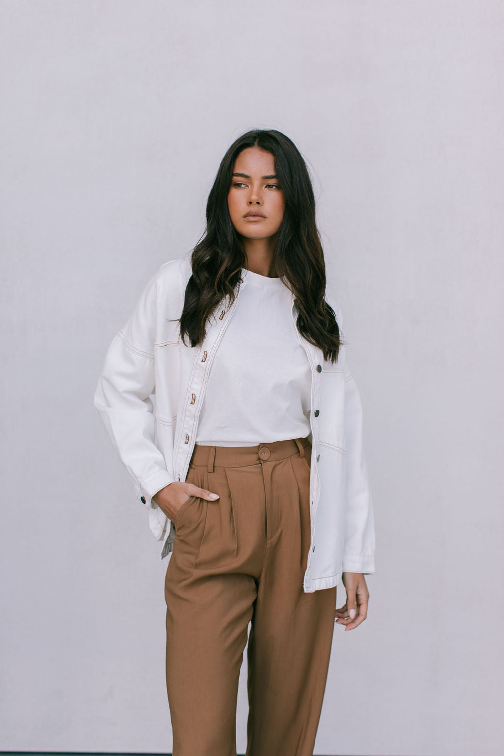 Xita Top White Denim