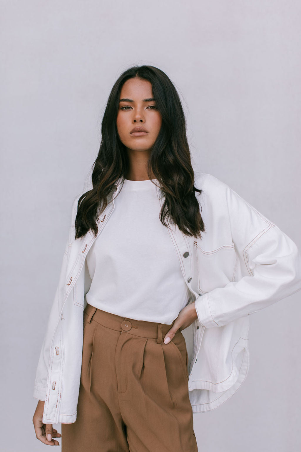 Xita Top White Denim