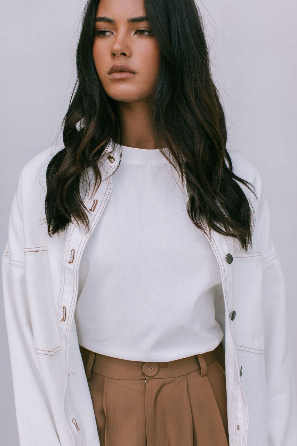 Xita Top White Denim