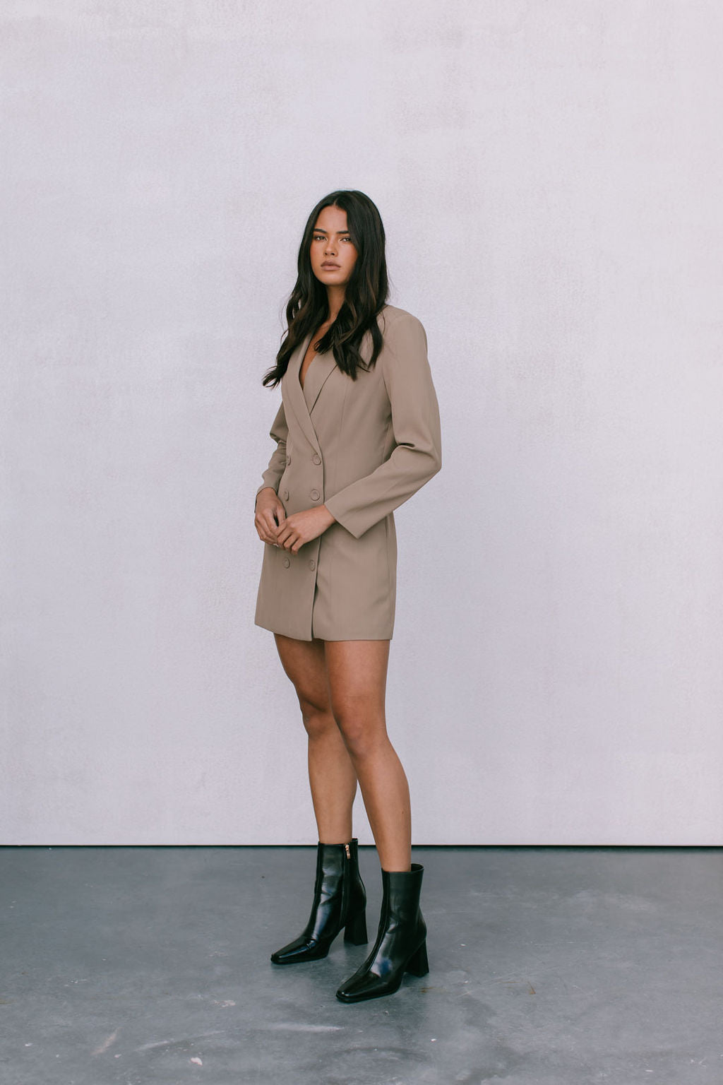 Gunner Mini Blazer Dress - Mocha