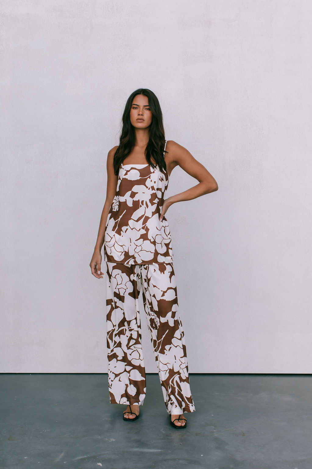 COMING SOON - Matera Pants - Chocolate Brown/Cream Floral Print