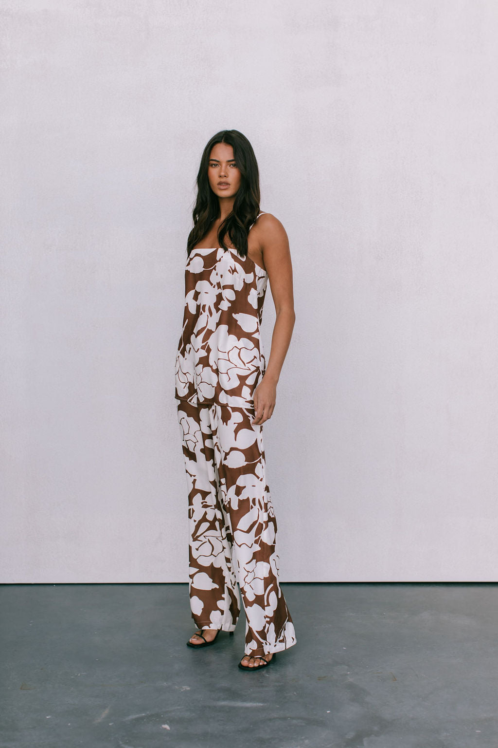 COMING SOON - Matera Pants - Chocolate Brown/Cream Floral Print