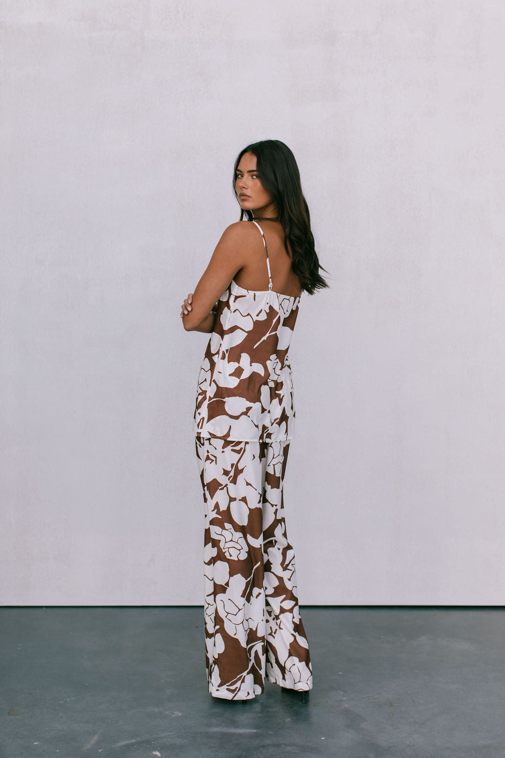 COMING SOON - Matera Pants - Chocolate Brown/Cream Floral Print