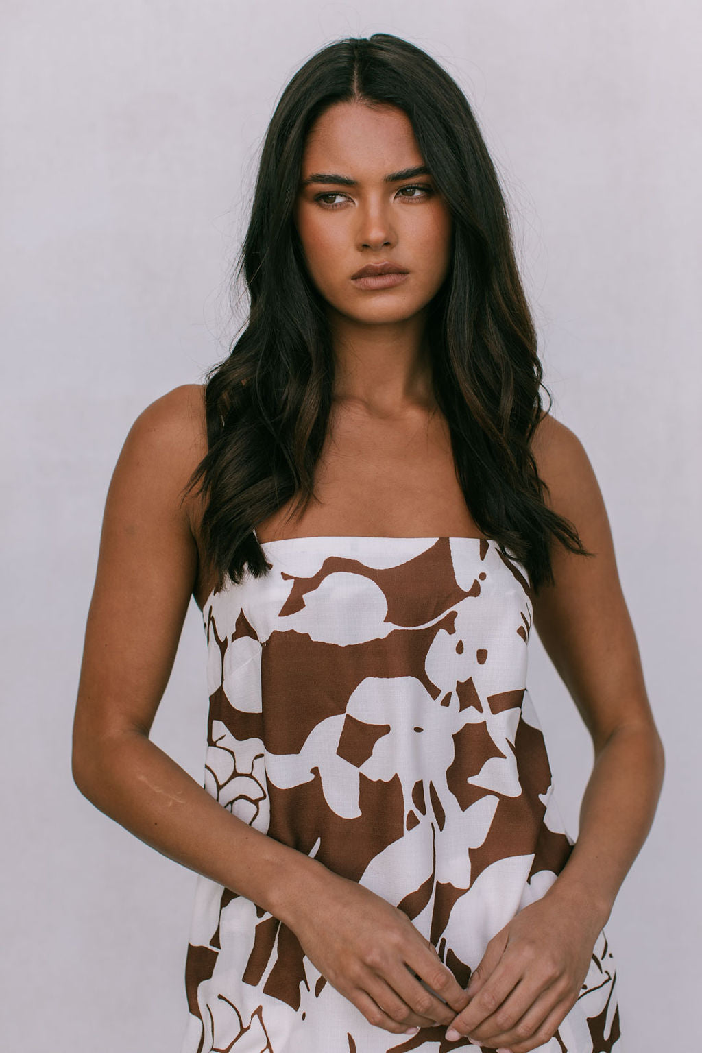 Aleppo Top - Chocolate Brown/Cream Floral Print
