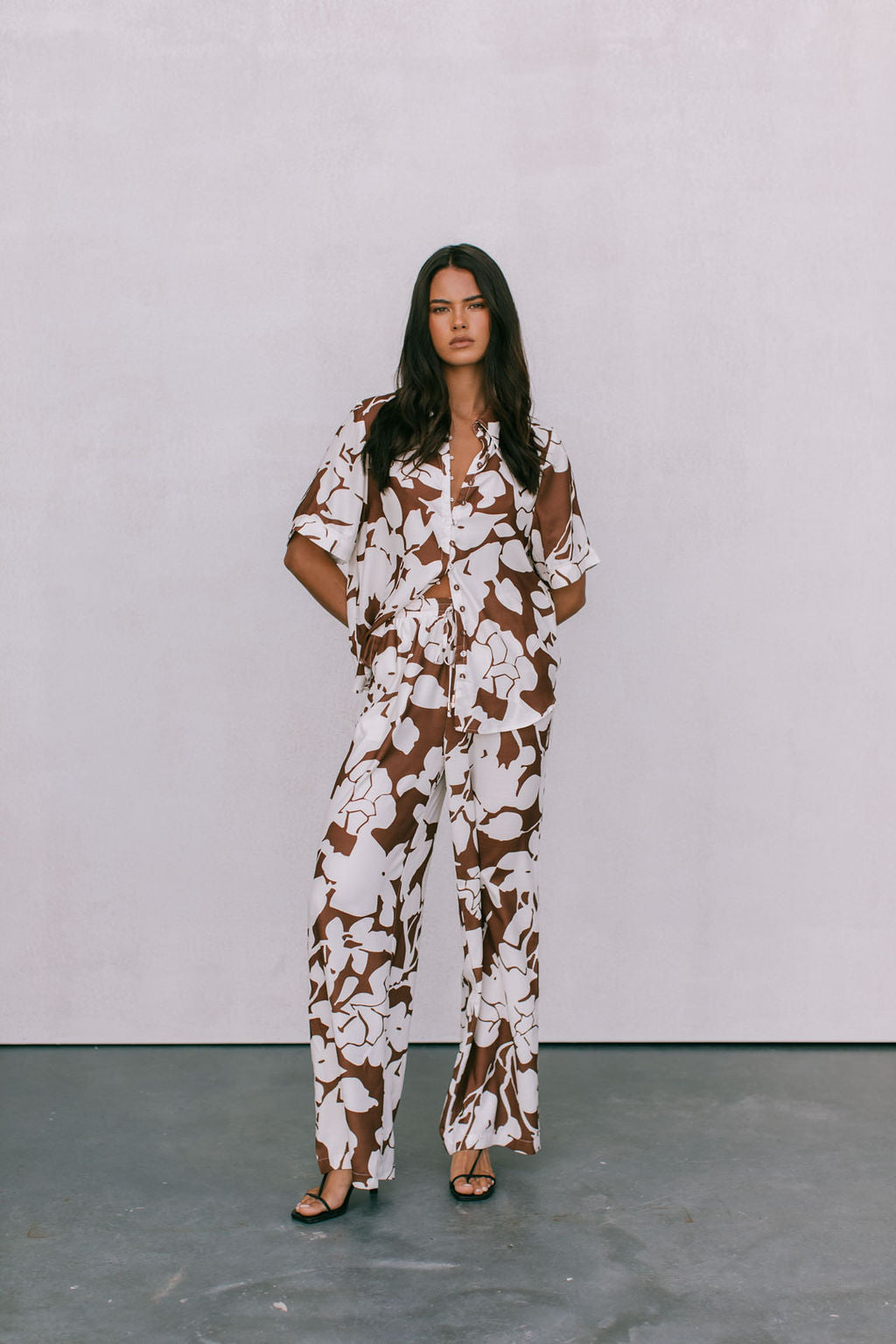 COMING SOON - Matera Pants - Chocolate Brown/Cream Floral Print