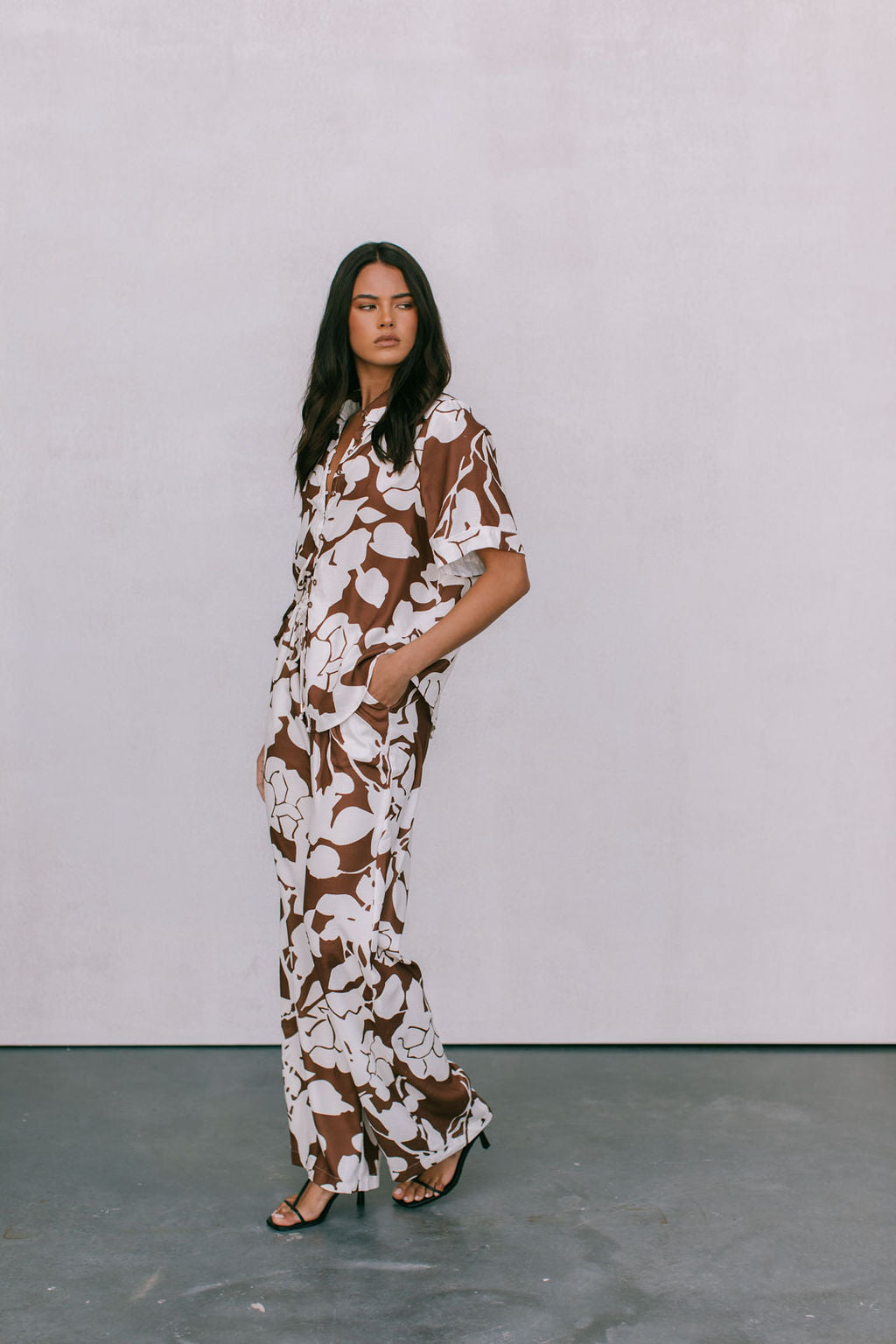 COMING SOON - Matera Pants - Chocolate Brown/Cream Floral Print