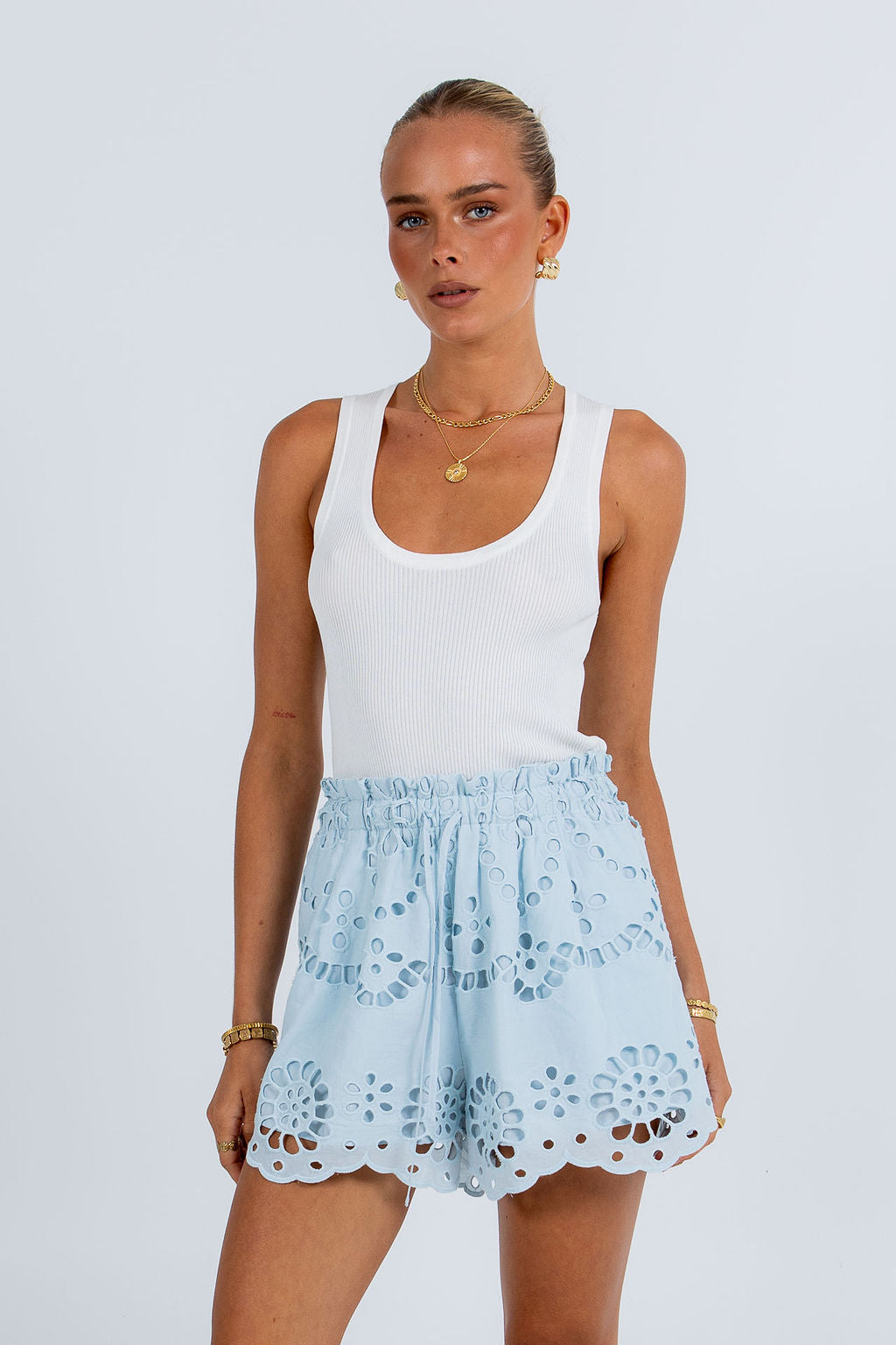 Yueli Short Powder Blue Sicily Lace