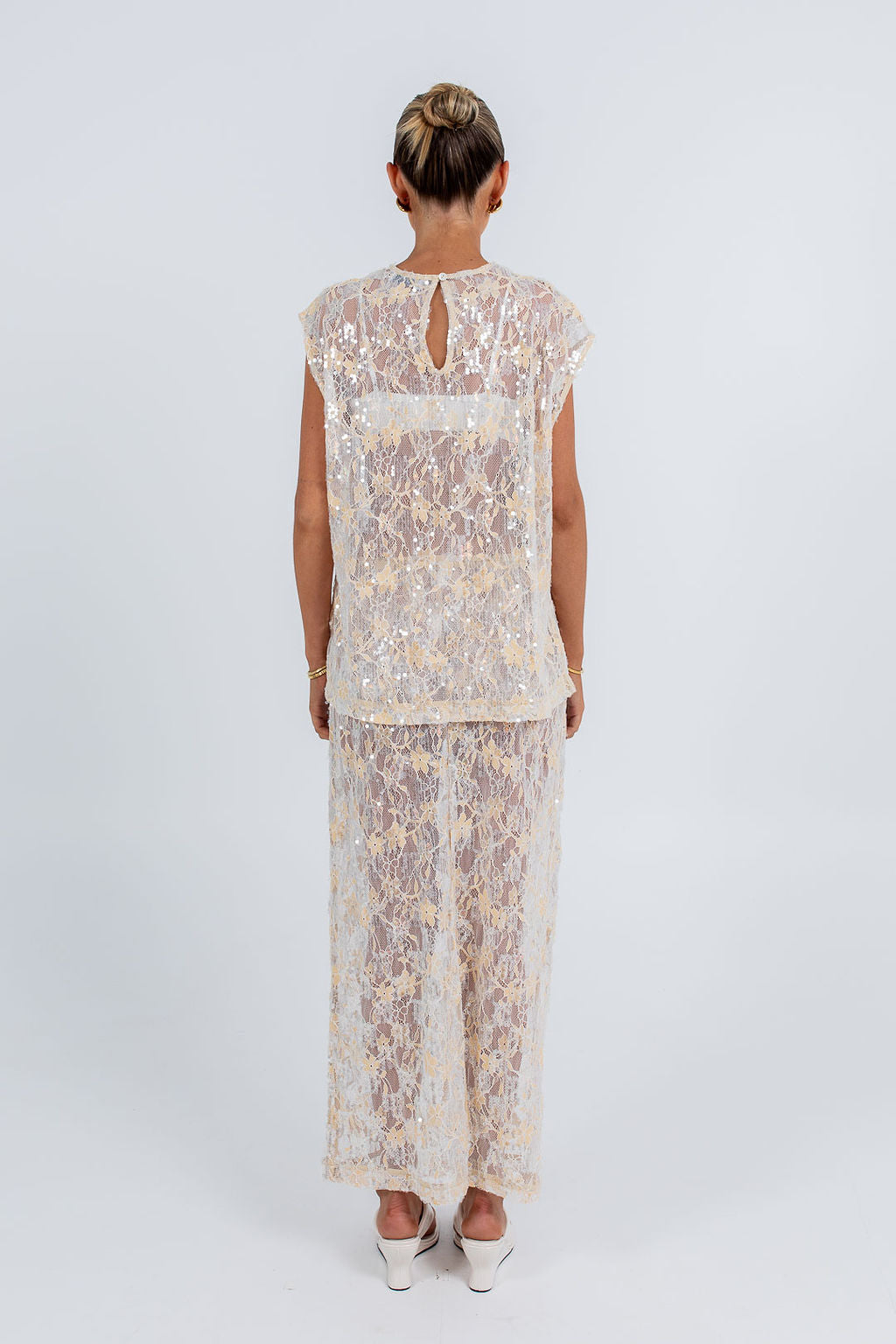 Qasim Sequin Skirt Champagne