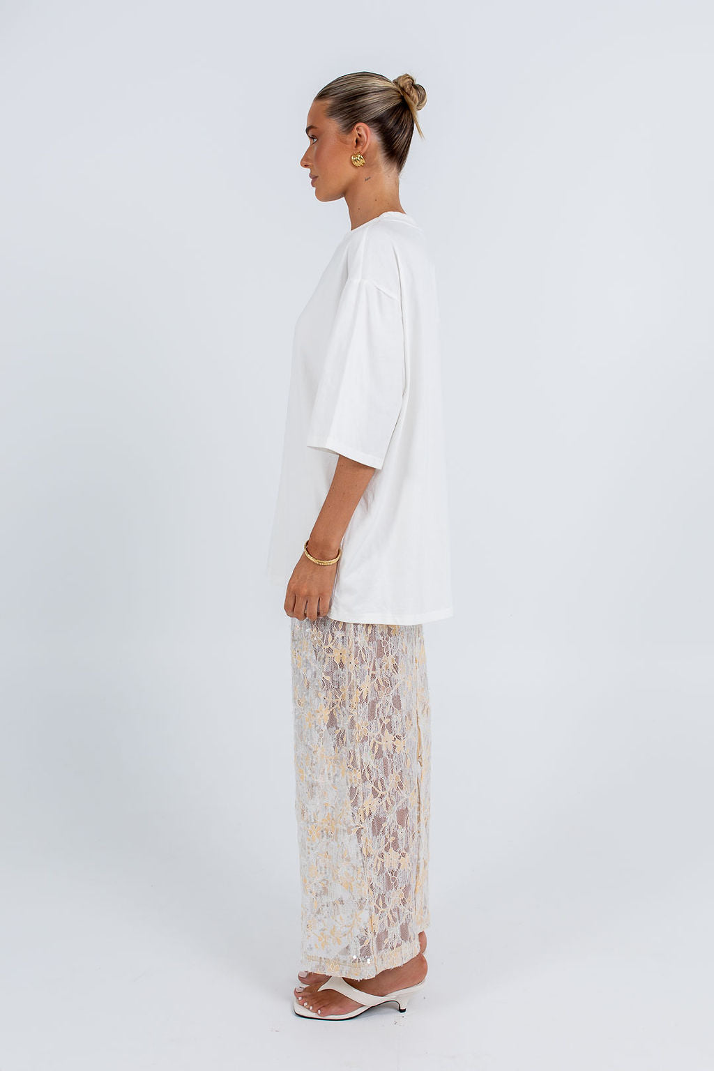 Qasim Sequin Skirt Champagne