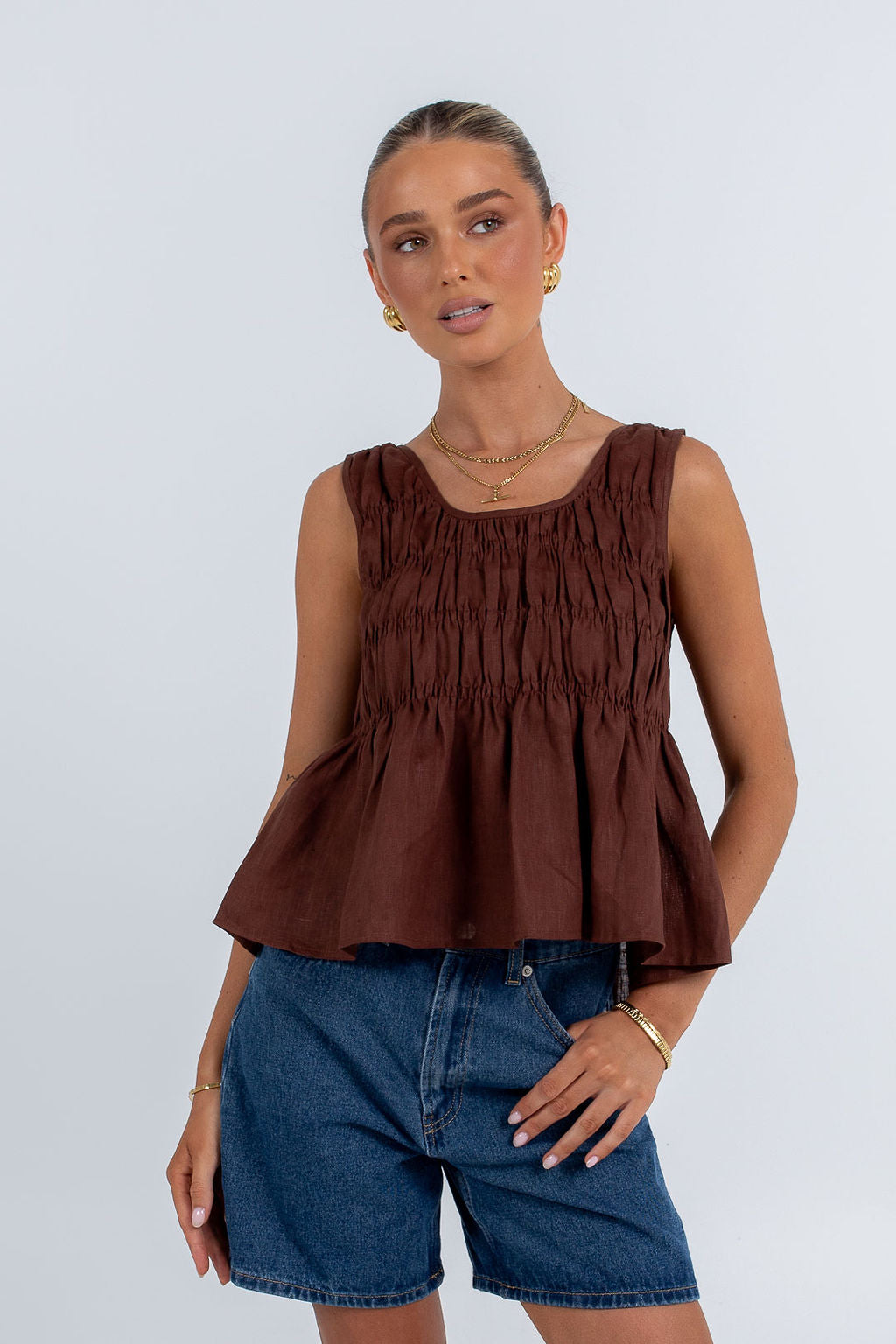 Alegra Linen Top Chocolate