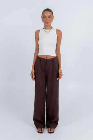 Vivien Linen Pant Chocolate