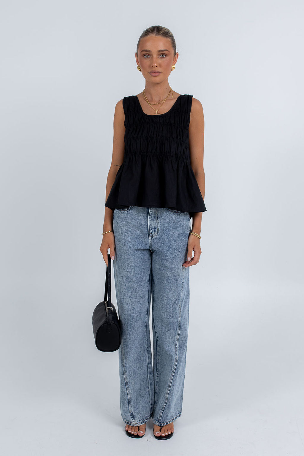 Alegra Linen Top Black