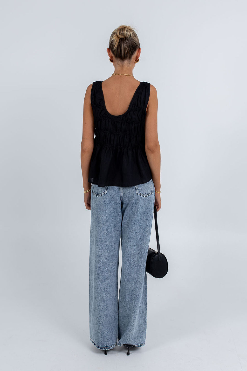 Alegra Linen Top Black